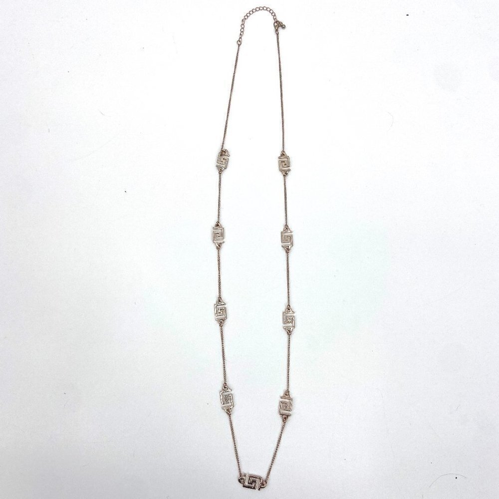 Gold Tone "S" Geometric Shape Detail Necklace Costume Jewelry